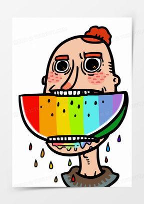 吃瓜绘画模板下载